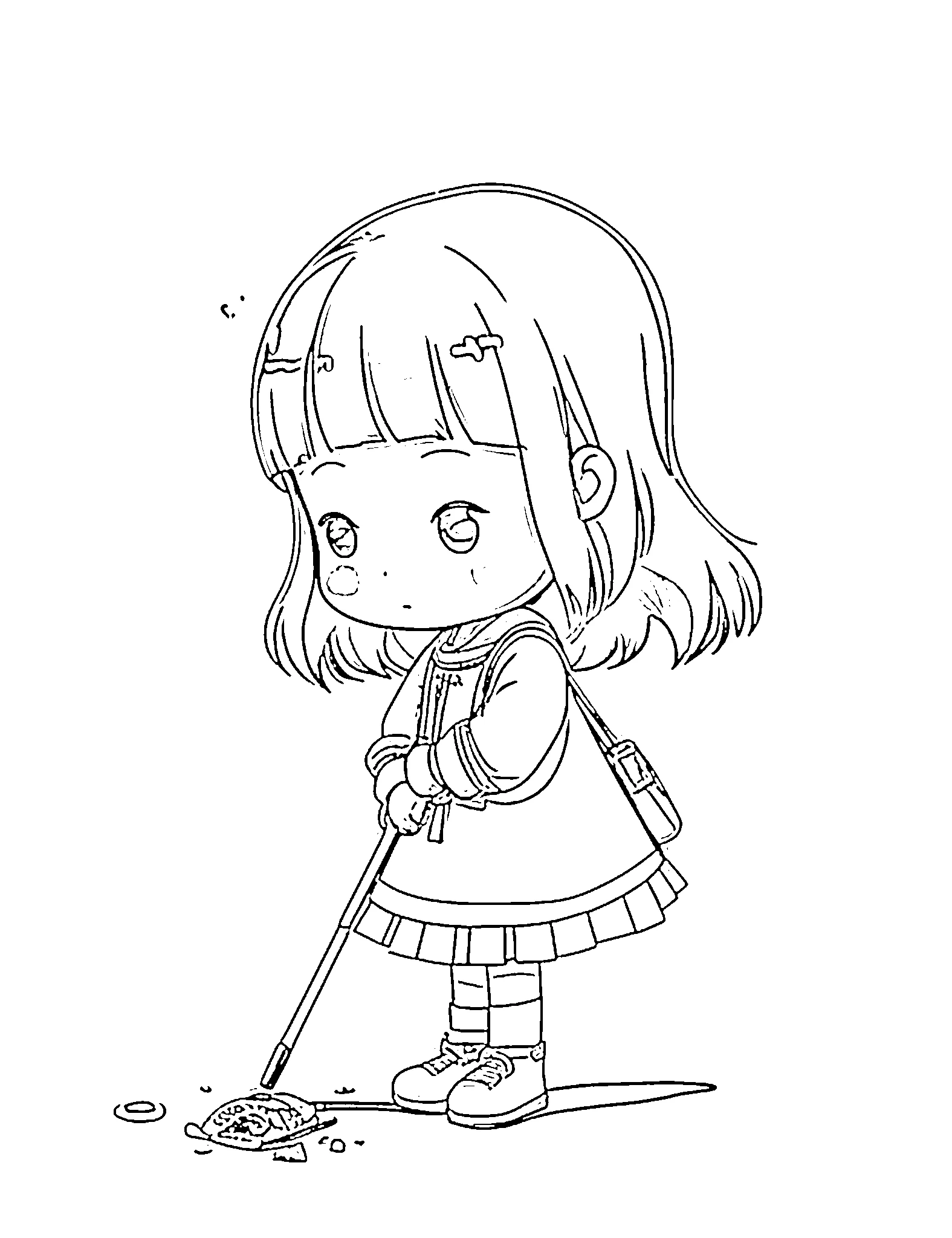 Gambar Gambar Mewarnai Cute Chibi Girl Moments 7 siap untuk diwarnai